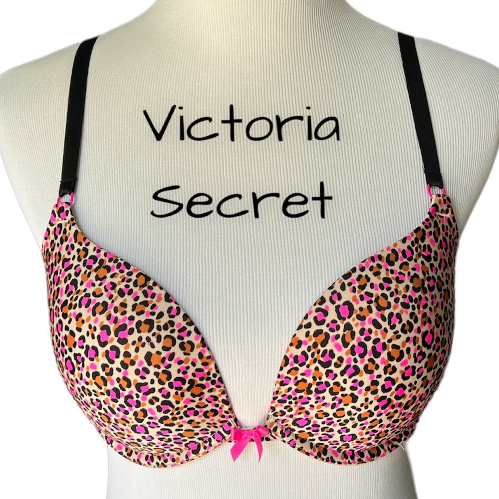 Victoria Secret Bra Push-Up 34D Adjustable Straps Padded Sexy Colorful